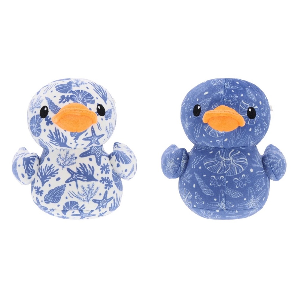 Ocean nwt set of 2 Ducks Plush Blue and White Coastal beach seashell Print